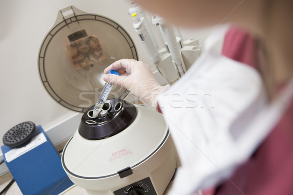 Esantion laborator laborator femeie cercetare culoare Imagine de stoc © monkey_business