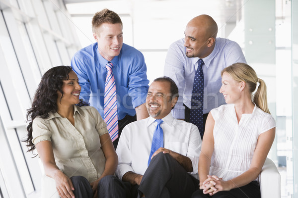 Groupe gens d'affaires lobby bureau femmes heureux Photo stock © monkey_business