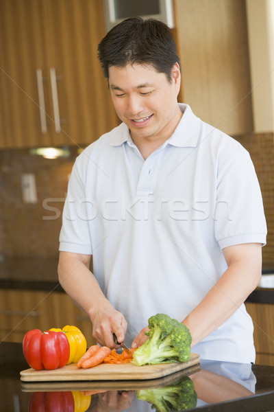 Adam sebze mutlu bıçak Asya Stok fotoğraf © monkey_business