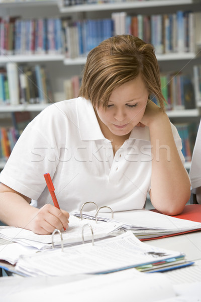 Diák tanul könyvtár lány oktatás ír Stock fotó © monkey_business