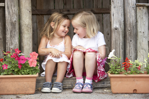Two Young Girls Playing in Wooden House Stock photo © monkey_business