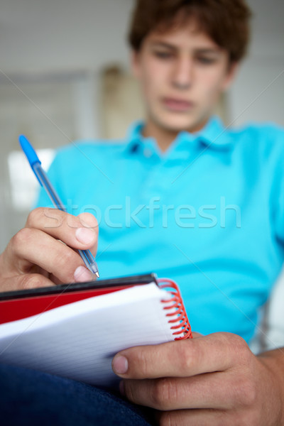 十幾歲的男孩 寫作 筆記本 手 青少年 青少年 商業照片 © monkey_business