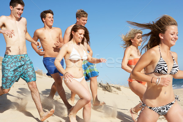Csoport tini barátok élvezi tengerparti nyaralás együtt Stock fotó © monkey_business