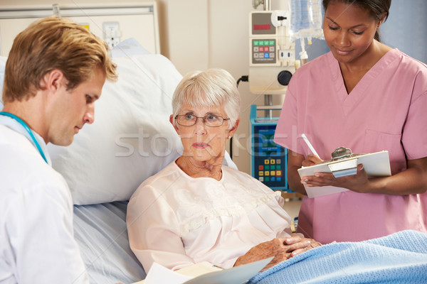 Doctor With Nurse Talking To Senior Female Patient In Bed Stock photo © monkey_business