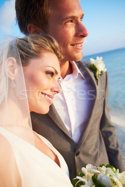 Stockfoto: Bruid · bruidegom · getrouwd · strand · ceremonie · bruiloft