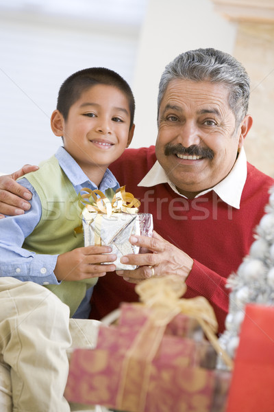 Menino surpreendente pai natal apresentar homem Foto stock © monkey_business