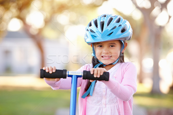 Kız kask binicilik çocuk Stok fotoğraf © monkey_business