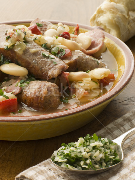 Bowl of Toulouse Sausage and Butter Bean Ragout with Persillade Stock photo © monkey_business