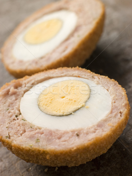 Huevo corte mitad pan carne cocina Foto stock © monkey_business