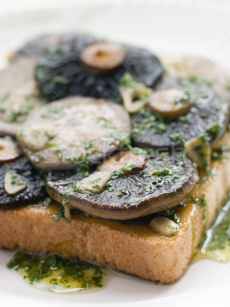 Garlic Field Mushrooms on Toast with Parsley Butter Stock photo © monkey_business