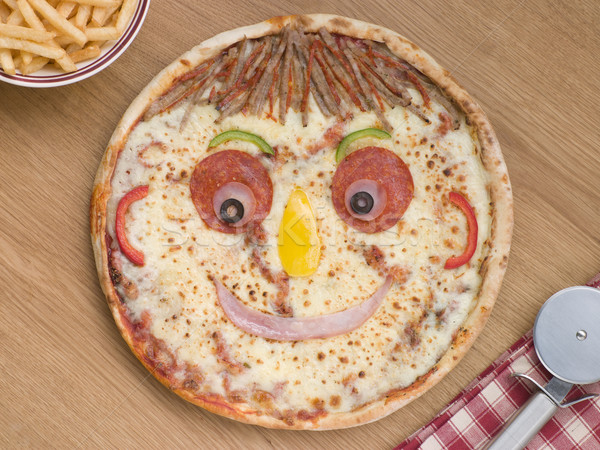 Emotikon pizza adag sültkrumpli étel sajt Stock fotó © monkey_business