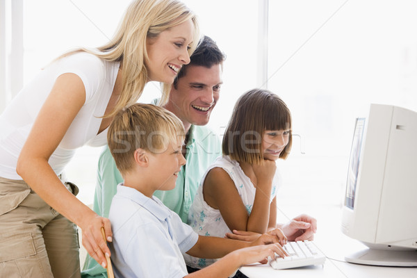 Maison de famille bureau souriant femme enfants [[stock_photo]] © monkey_business