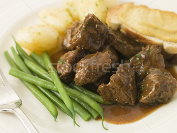 Beef Carbonnade with a Mustard Crouton and Green Beans Stock photo © monkey_business