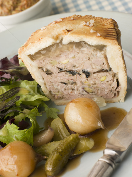 Pork Black Truffle and Pistachio Pie with Glazed Button Onions a Stock photo © monkey_business