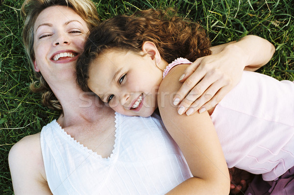 [[stock_photo]]: Mère · fille · extérieur · souriant · famille · enfants