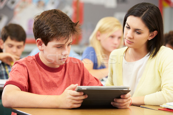 Schüler Klasse digitalen Tablet Lehrer Mädchen Stock foto © monkey_business