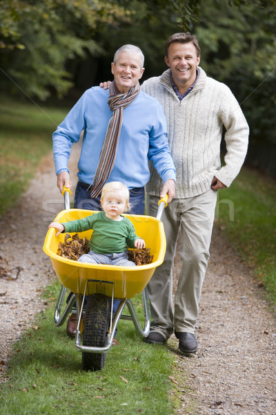 Grand-père père petit-fils marche brouette [[stock_photo]] © monkey_business