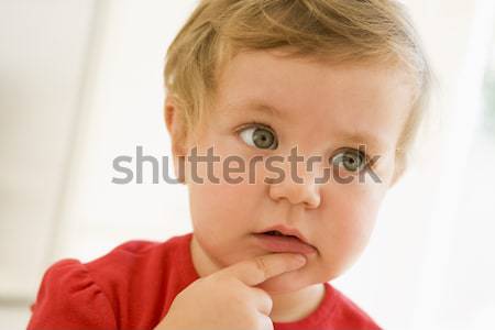 Baba bent gondolkodik lány gyermek vicces Stock fotó © monkey_business
