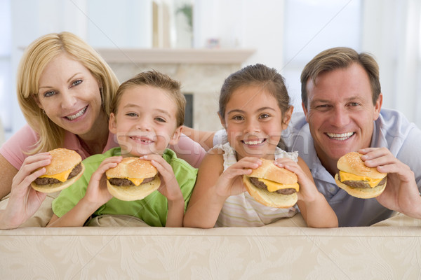Family Eating Cheeseburgers Together Stock photo © monkey_business