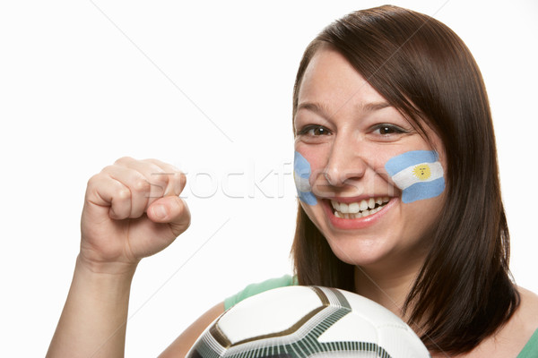 Jóvenes femenino fútbol ventilador bandera pintado Foto stock © monkey_business