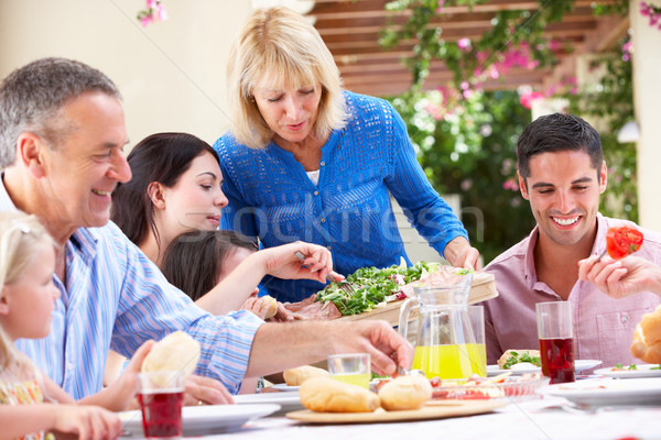 Senior Woman Serving At Multi Generation Family Meal Stock photo © monkey_business