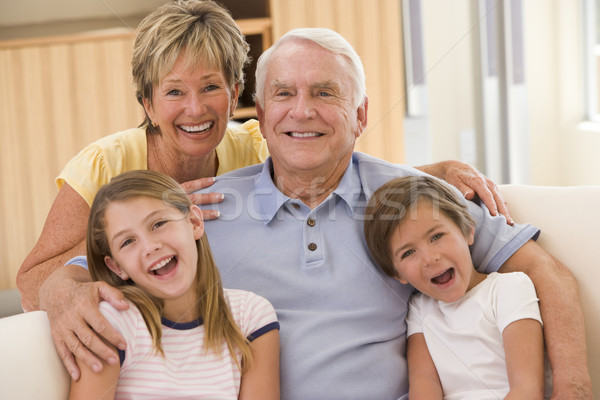 Stock foto: Großeltern · posiert · Enkelkinder · Familie · Mädchen · Mann