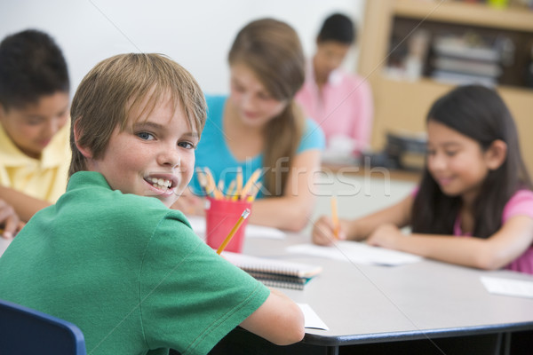 Grundschule Schreibtisch Frau Kinder glücklich Kind Stock foto © monkey_business