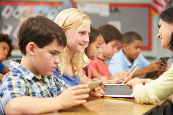 Pupils In Class Using Digital Tablet With Teacher Stock photo © monkey_business