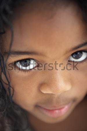 Stock fotó: Portré · félénk · fiatal · lány · gyerekek · személy · érzelem