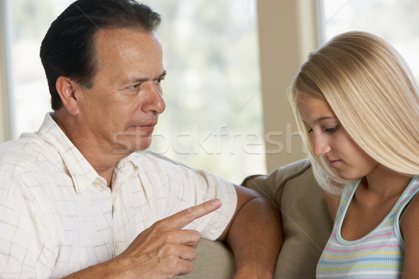 Stockfoto: Man · ernstig · praten · dochter · familie · meisje