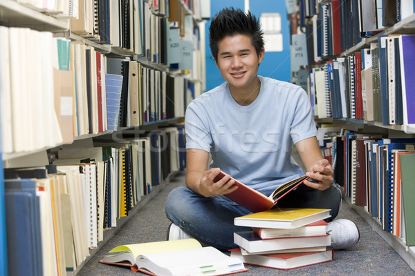 Stock photo: University student working in library