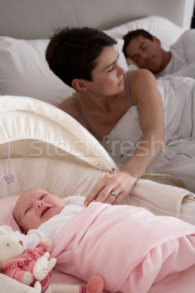 Newborn Baby Crying In Cot In Parents Bedroom Stock photo © monkey_business