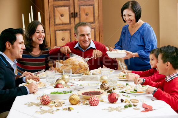 Stockfoto: Vieren · christmas · maaltijd · familie · meisje