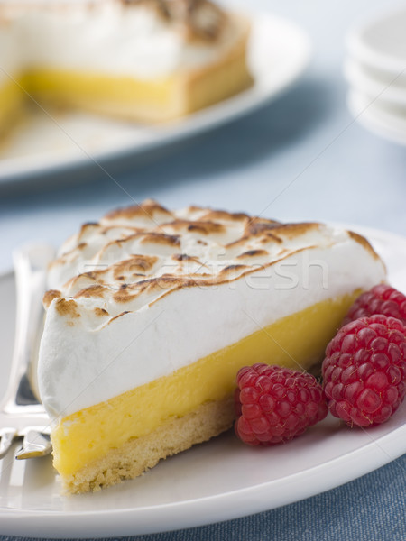 Slice Of Lemon Meringue Pie With Raspberries Stock photo © monkey_business