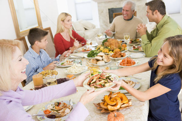 Familie alle samen christmas diner voedsel Stockfoto © monkey_business
