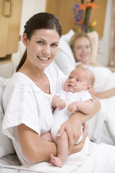 New mother with baby in hospital smiling Stock photo © monkey_business