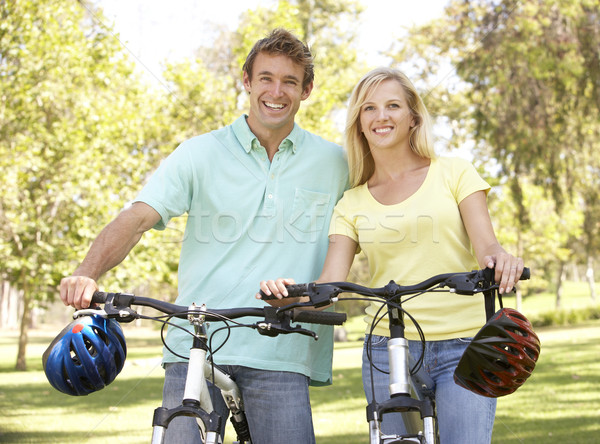 Foto stock: Ciclo · parque · sonrisa · hombre · feliz