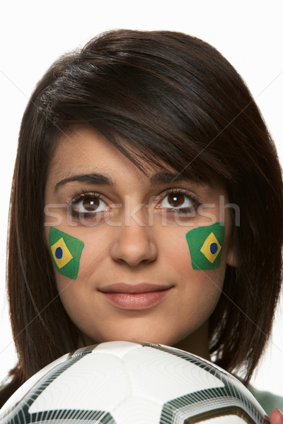 Young Female Football Fan With Brazilian Flag Painted On Face Stock photo © monkey_business
