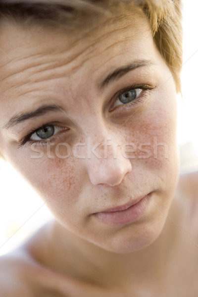 Foto stock: Cabeza · tiro · triste · mujer · retrato · femenino