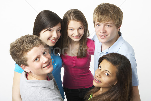Gruppe jugendlich Freunde Studio glücklich Mädchen Stock foto © monkey_business