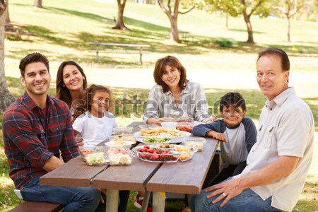 Familie vakantie eten buitenshuis vrouw huis Stockfoto © monkey_business