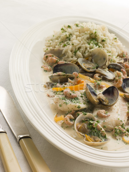 Dover Sole 'Normande' with Herb Rice Stock photo © monkey_business