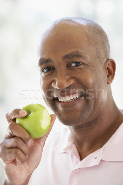 Foto stock: Alimentação · verde · maçã · sorridente · câmera