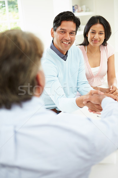 Indian paar vergadering financieel adviseur home vrouw Stockfoto © monkey_business