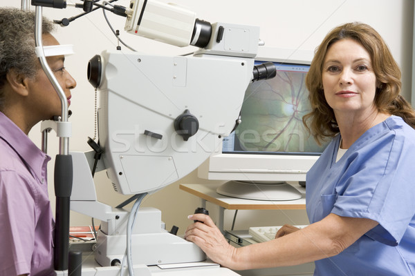 Stock photo: Nurse And Patient Ready For Eye Exam