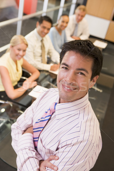 Stockfoto: Zakenman · vier · boardroom · tabel · business