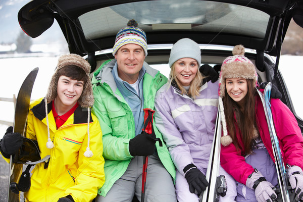Teenage Family Sitting In Boot Of Car With Skis Stock photo © monkey_business