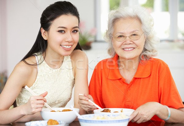 Chinese Mother And Adult Daughter Eating Meal Together Stock photo © monkey_business