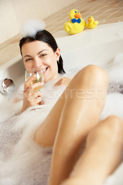 女性 リラックス ガラス ワイン バブル バス ストックフォト © monkey_business
