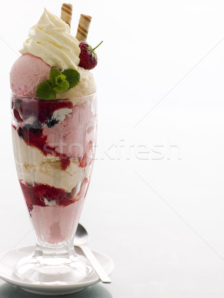 Stockfoto: Glorie · voedsel · ijs · dessert · lepel · kleur